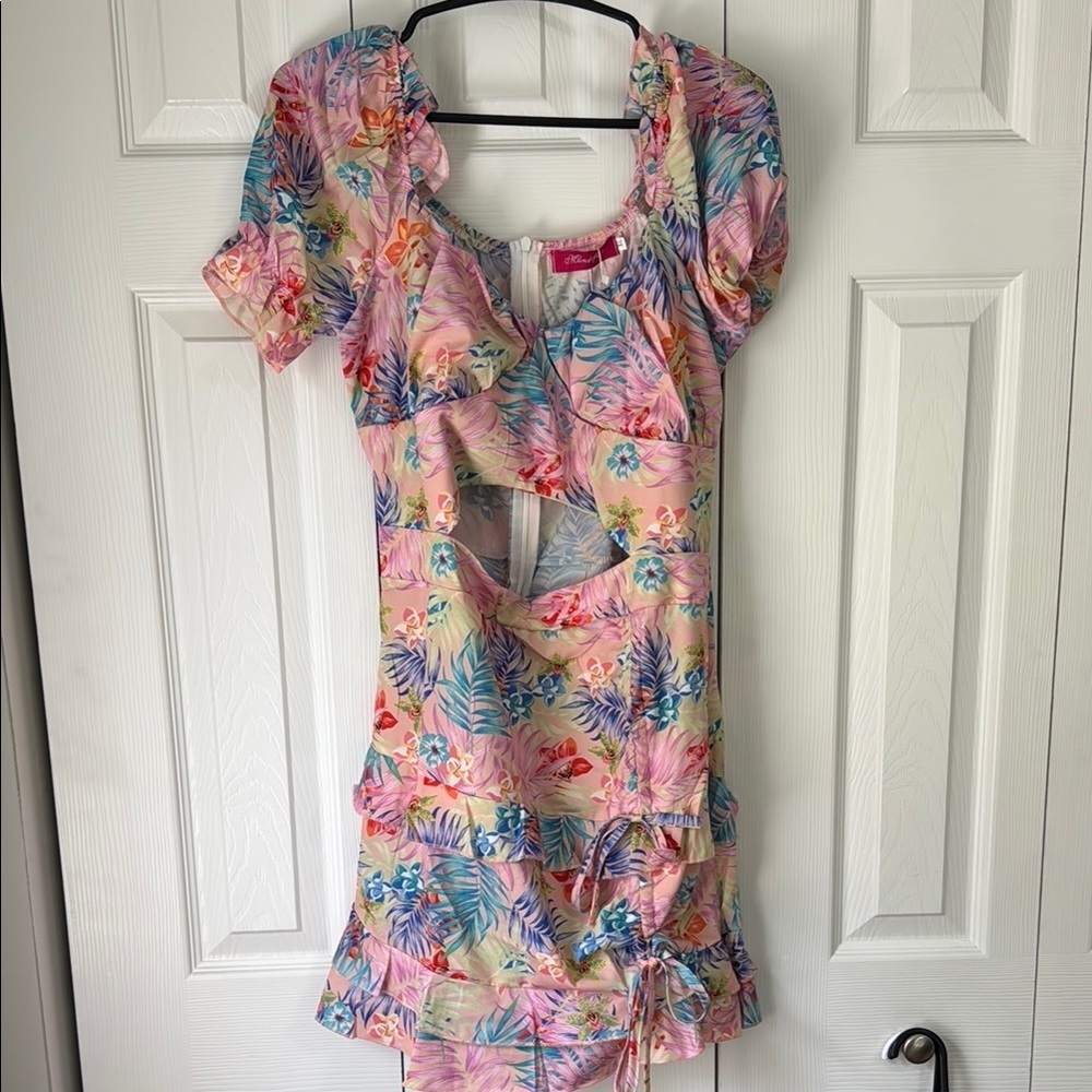 Nwt Floral Tropical Dress with Cutout Design